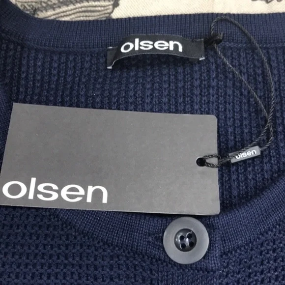 OLSEN Ribbed Cardigan with Front Pockets - Picture 4 of 5